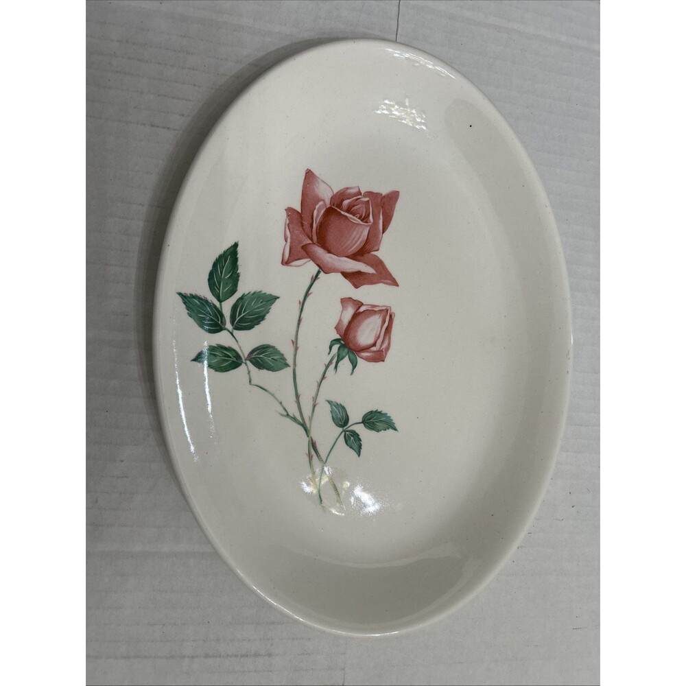 Vintage Bermuda Rose Serving Platter Cannonsburg Pottery Mid Century 1950’s